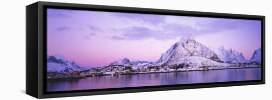 Mountains Along a Sea Side, Reine, Lofoten, Nordland County, Norway-null-Framed Stretched Canvas