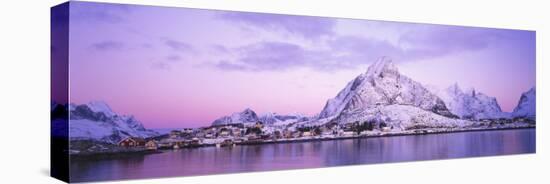 Mountains Along a Sea Side, Reine, Lofoten, Nordland County, Norway-null-Stretched Canvas