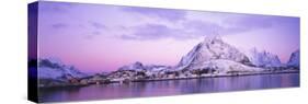 Mountains Along a Sea Side, Reine, Lofoten, Nordland County, Norway-null-Stretched Canvas