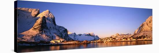 Mountains Along a Sea Side, Reine, Lofoten, Nordland County, Norway-null-Stretched Canvas