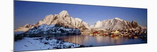 Mountains Along a Sea Side, Reine, Lofoten, Nordland County, Norway-null-Mounted Photographic Print