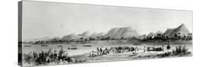 Mountains and Market Canoes Near Bokwen-William Allen-Stretched Canvas