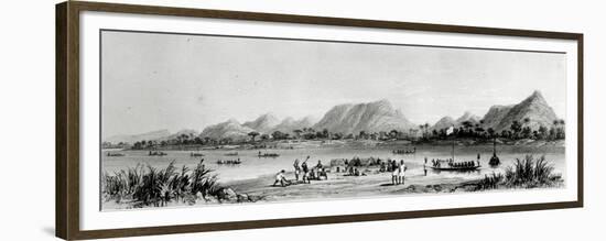 Mountains and Market Canoes Near Bokwen-William Allen-Framed Premium Giclee Print