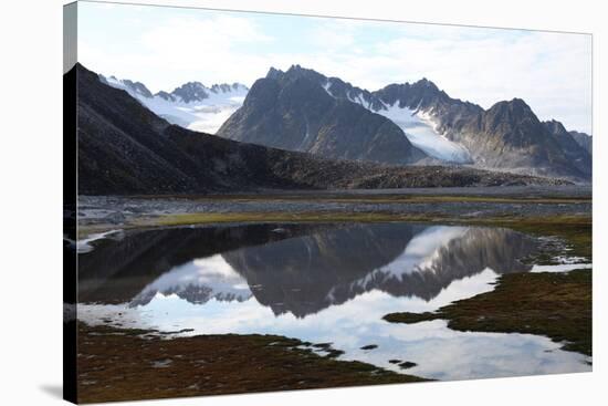Mountains and Reflections at Magdelenefjord, Svalbard-David Lomax-Stretched Canvas