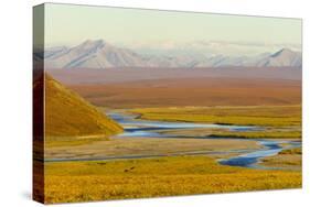 Mountains and Winding River in Tundra Valley-Momatiuk - Eastcott-Stretched Canvas