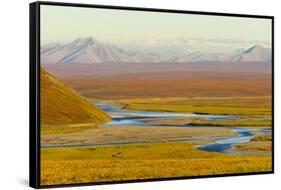 Mountains and Winding River in Tundra Valley-Momatiuk - Eastcott-Framed Stretched Canvas