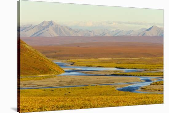 Mountains and Winding River in Tundra Valley-Momatiuk - Eastcott-Stretched Canvas