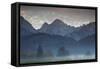 Mountains Around Schwangau in the Autumn Mist-Alex Saberi-Framed Stretched Canvas