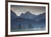 Mountains Around Schwangau in the Autumn Mist-Alex Saberi-Framed Photographic Print