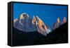 Mountains at Sunset, Dolomites, Val Di Funes, Trentino Alto Adige, South Tyrol, Italy-null-Framed Stretched Canvas