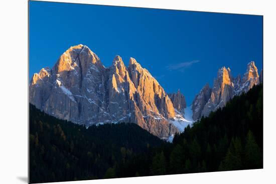 Mountains at Sunset, Dolomites, Val Di Funes, Trentino Alto Adige, South Tyrol, Italy-null-Mounted Premium Photographic Print