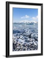 Mountains Behind the Frozen Water of Jokulsarlon Iceberg Lagoon, Jokulsarlon, South East Iceland-Neale Clark-Framed Photographic Print