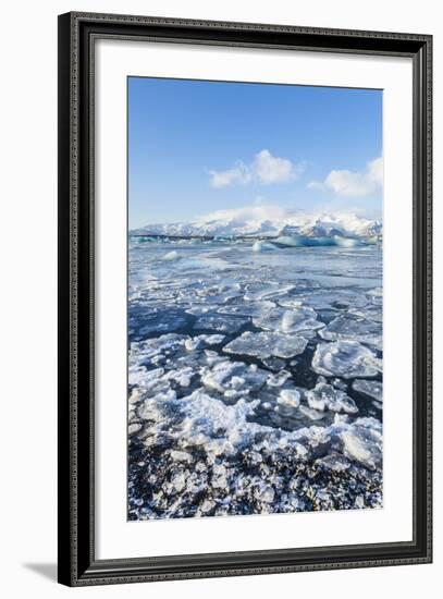 Mountains Behind the Frozen Water of Jokulsarlon Iceberg Lagoon, Jokulsarlon, South East Iceland-Neale Clark-Framed Photographic Print