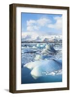 Mountains Behind the Icebergs Locked in the Frozen Water of Jokulsarlon Iceberg Lagoon-Neale Clark-Framed Photographic Print