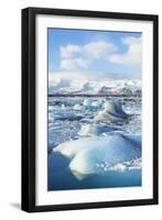 Mountains Behind the Icebergs Locked in the Frozen Water of Jokulsarlon Iceberg Lagoon-Neale Clark-Framed Photographic Print