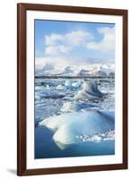 Mountains Behind the Icebergs Locked in the Frozen Water of Jokulsarlon Iceberg Lagoon-Neale Clark-Framed Photographic Print