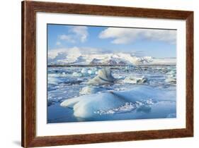 Mountains Behind the Icebergs Locked in the Frozen Water of Jokulsarlon Iceberg Lagoon-Neale Clark-Framed Photographic Print