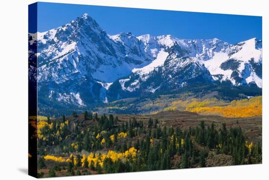 Mountains covered in snow, Sneffels Range, Colorado, USA-null-Stretched Canvas