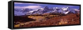 Mountains Covered with Snow and Fall Colors, Near Telluride, Colorado, USA-null-Framed Stretched Canvas