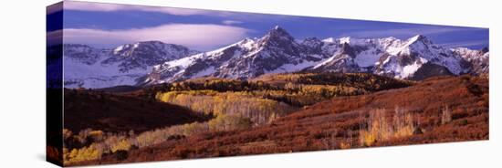 Mountains Covered with Snow and Fall Colors, Near Telluride, Colorado, USA-null-Stretched Canvas