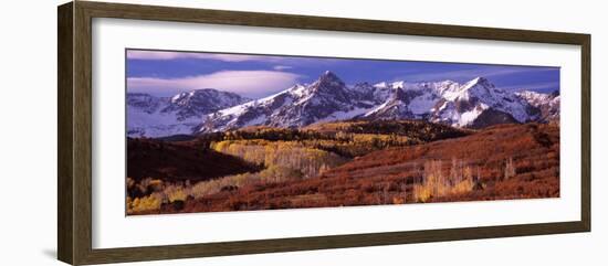 Mountains Covered with Snow and Fall Colors, Near Telluride, Colorado, USA-null-Framed Photographic Print