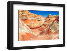 Mountains from Red Sandstone in the Form of Ocean Waves.-lucky-photographer-Framed Photographic Print