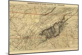 Mountains of North Carolina and Tennessee - Panoramic Map-Lantern Press-Mounted Art Print