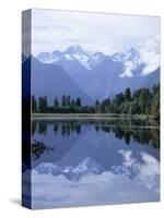 Mountains of the Southern Alps Reflected in Lake Matheson, Canterbury, South Island, New Zealand-Robert Francis-Stretched Canvas