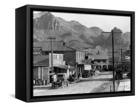 Mountains over Business District of Patman, Arizona-null-Framed Stretched Canvas