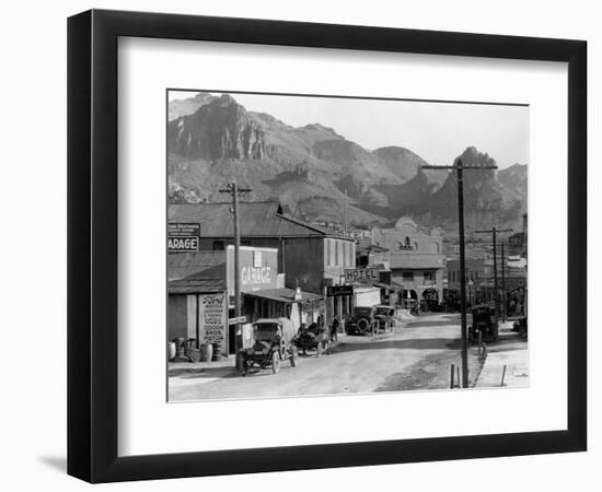 Mountains over Business District of Patman, Arizona-null-Framed Photographic Print