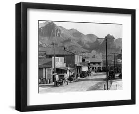 Mountains over Business District of Patman, Arizona-null-Framed Photographic Print