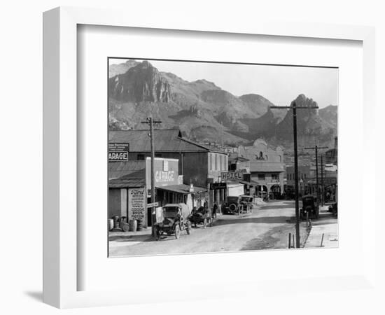 Mountains over Business District of Patman, Arizona-null-Framed Photographic Print