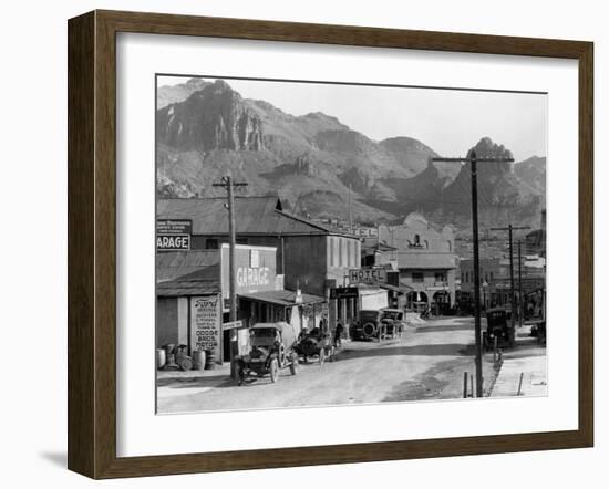 Mountains over Business District of Patman, Arizona-null-Framed Photographic Print
