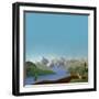 Mountains Panorama with Deer - Alpine Landscape Made of Wool-KREUS-Framed Photographic Print