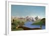 Mountains Panorama with Deer - Alpine Landscape Made of Wool-KREUS-Framed Photographic Print