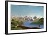 Mountains Panorama with Deer - Alpine Landscape Made of Wool-KREUS-Framed Photographic Print