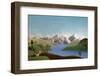 Mountains Panorama with Deer - Alpine Landscape Made of Wool-KREUS-Framed Photographic Print