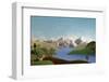 Mountains Panorama with Deer - Alpine Landscape Made of Wool-KREUS-Framed Photographic Print