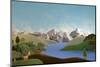 Mountains Panorama with Deer - Alpine Landscape Made of Wool-KREUS-Mounted Photographic Print