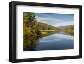 Mountains reflected in a lake along Valley of Five Lakes trail, Jasper National Park, UNESCO World -Jon Reaves-Framed Photographic Print