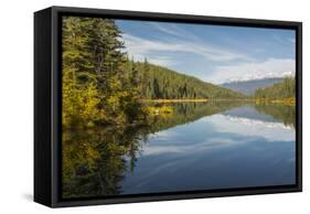 Mountains reflected in a lake along Valley of Five Lakes trail, Jasper National Park, UNESCO World -Jon Reaves-Framed Stretched Canvas