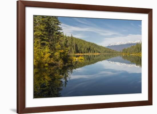 Mountains reflected in a lake along Valley of Five Lakes trail, Jasper National Park, UNESCO World -Jon Reaves-Framed Photographic Print