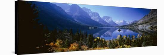 Mountains Reflected in Lake, Glacier National Park, Montana, USA-null-Stretched Canvas