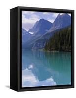 Mountains Reflected in Maligne Lake, Jasper National Park, UNESCO World Heritage Site, British Colu-Martin Child-Framed Stretched Canvas