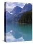 Mountains Reflected in Maligne Lake, Jasper National Park, UNESCO World Heritage Site, British Colu-Martin Child-Stretched Canvas