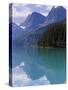 Mountains Reflected in Maligne Lake, Jasper National Park, UNESCO World Heritage Site, British Colu-Martin Child-Stretched Canvas