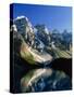 Mountains Reflected In Moraine Lake, Canada-David Nunuk-Stretched Canvas