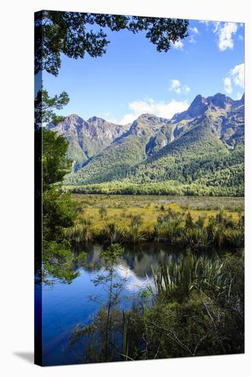 Mountains Reflecting in the Mirror Lakes, Eglinton Valley, South Island, New Zealand, Pacific-Michael-Stretched Canvas