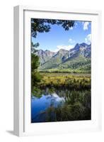 Mountains Reflecting in the Mirror Lakes, Eglinton Valley, South Island, New Zealand, Pacific-Michael-Framed Photographic Print