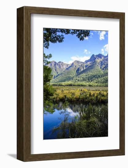 Mountains Reflecting in the Mirror Lakes, Eglinton Valley, South Island, New Zealand, Pacific-Michael-Framed Photographic Print